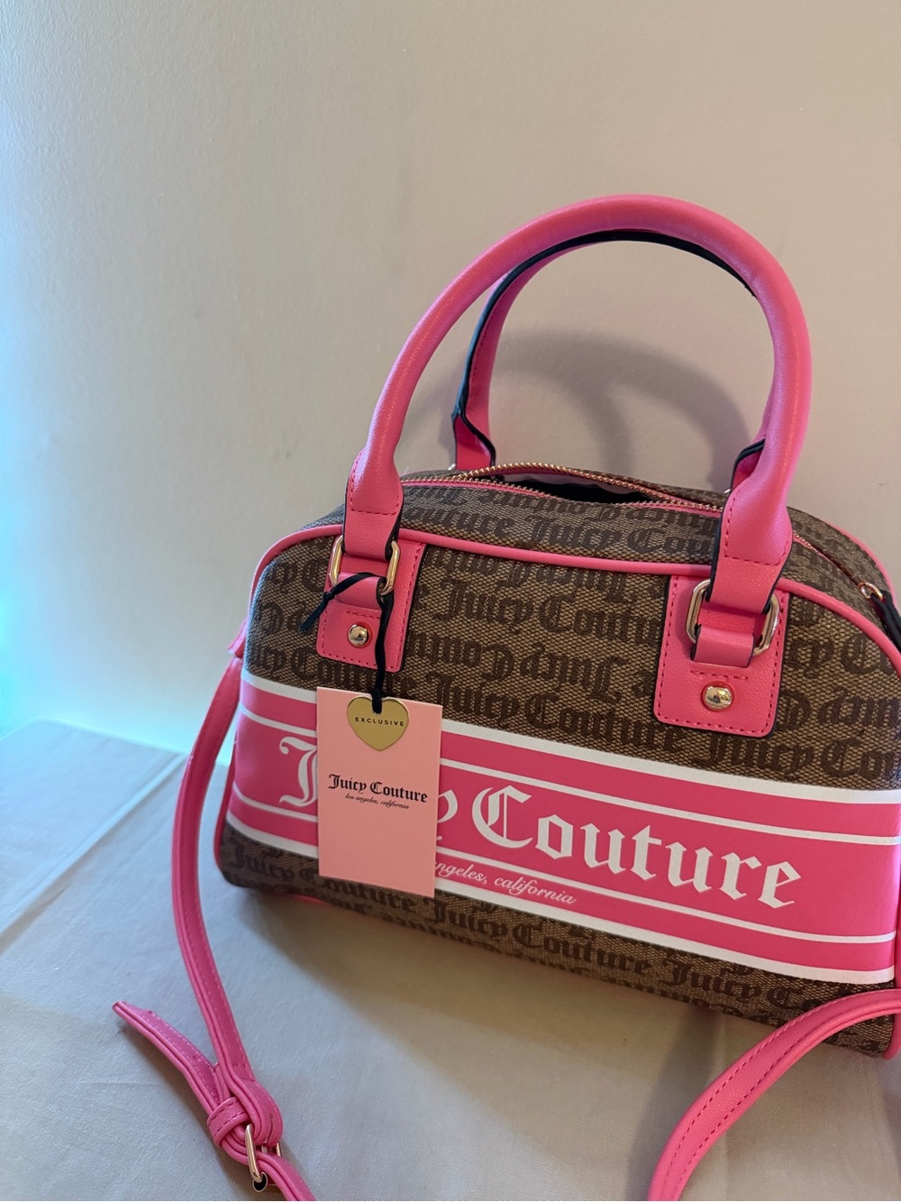 Juicy Couture Pink Logo Dome Satchel - Picture 2 of 4